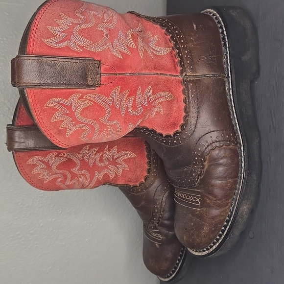 Ariat Fatbaby Red Pull On Cowboy Boots Size 7.5 - Picture 4 of 11